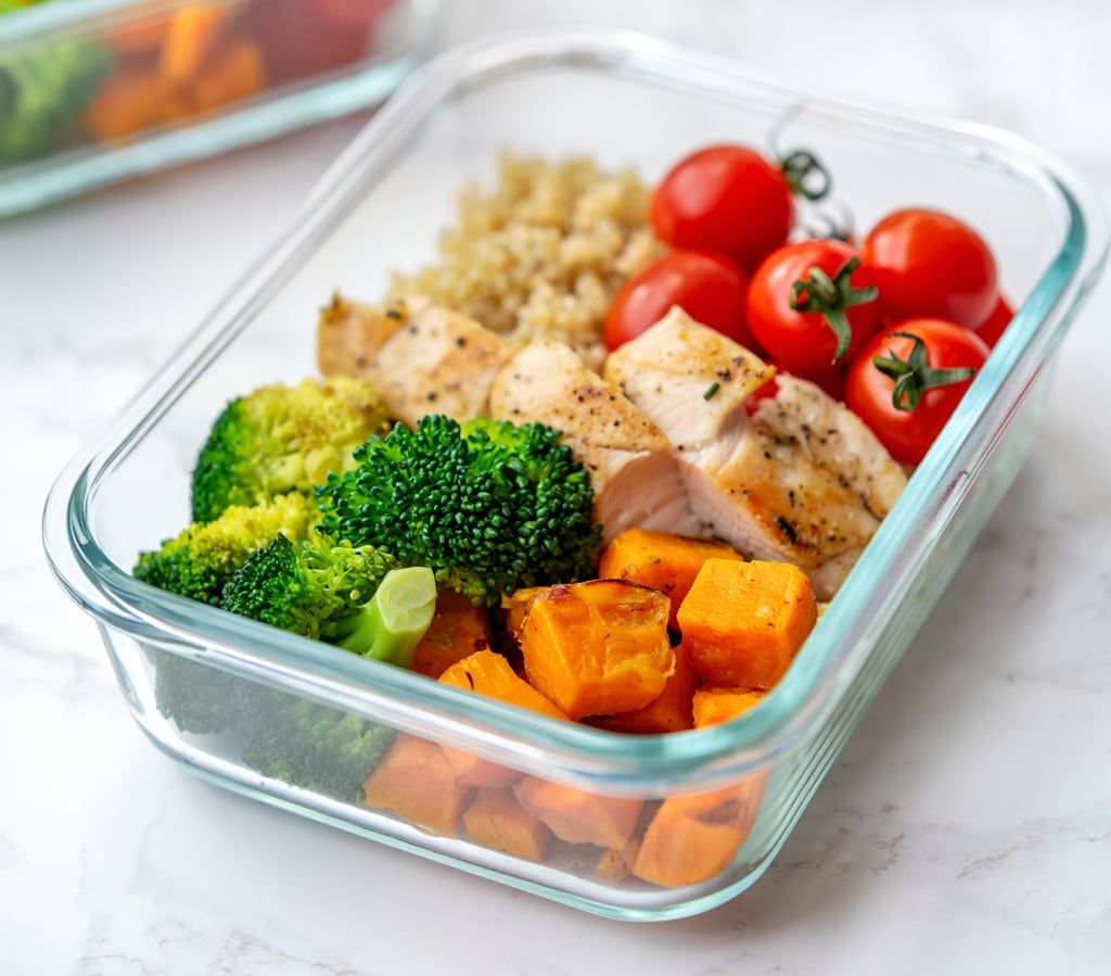 box of healthy diet food